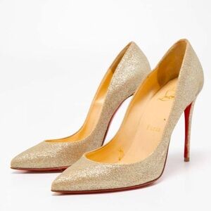 Christian Louboutin Gold Glitter Heels EU Size 38